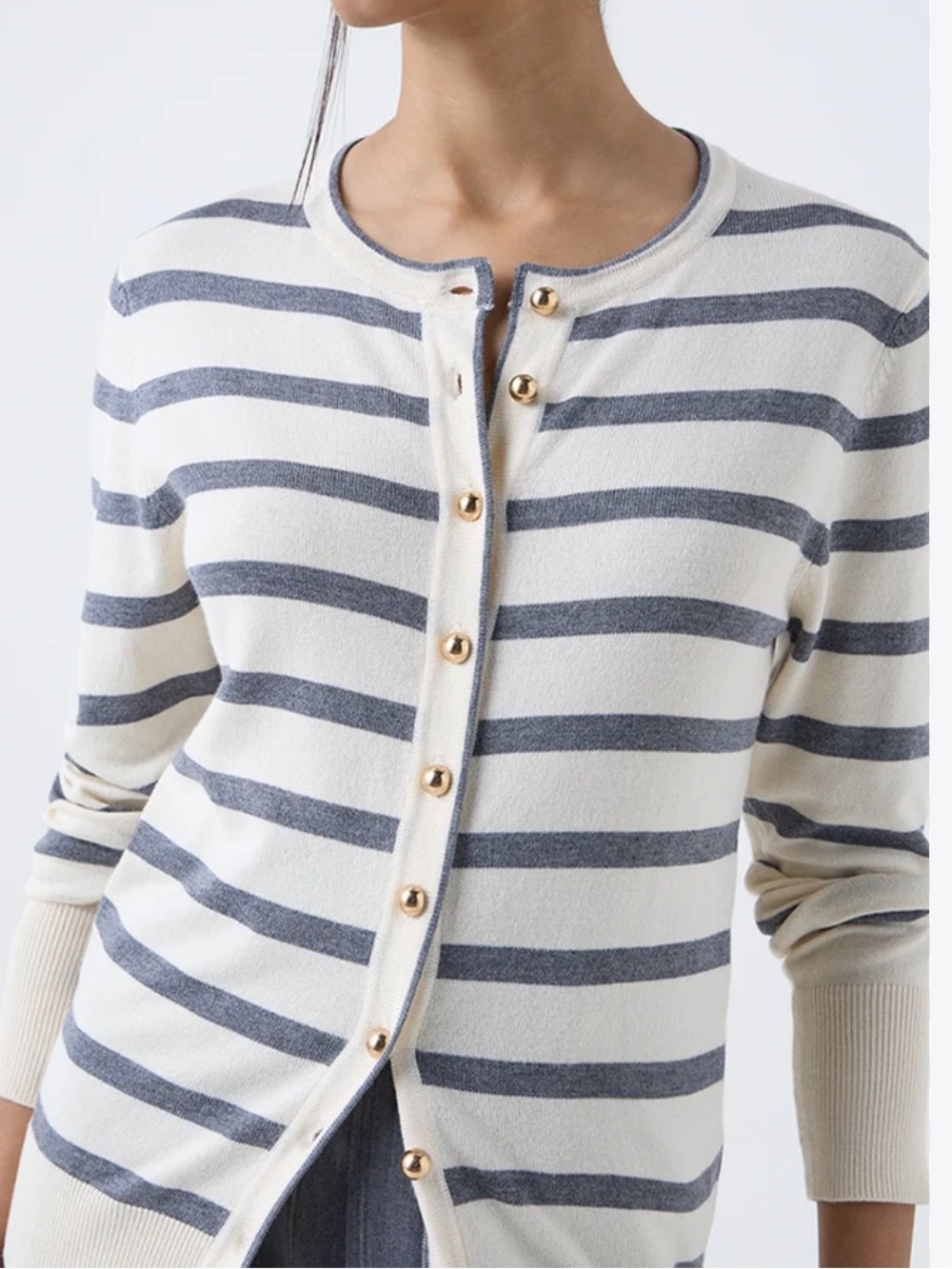 NWOT Zara Striped Knit Cardigan With Gold Buttons Size M